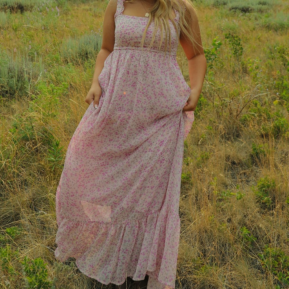 Altar'd State Pink Smocked Maxi Sundress